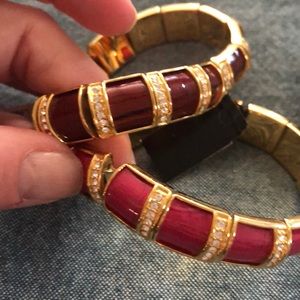 Joan rivers stretch bangles brown & red 7”